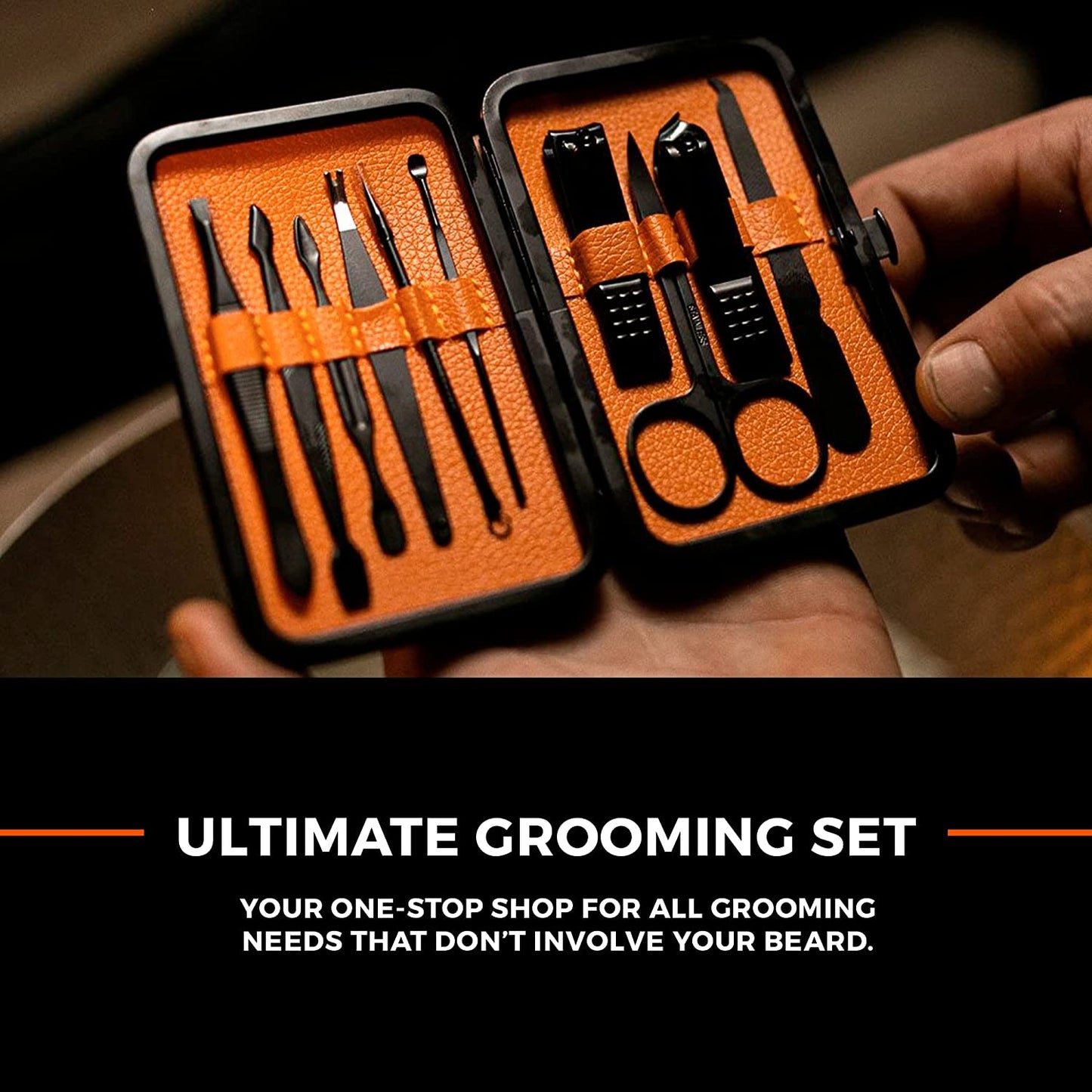Ultimate Men'S Grooming Kit, 10-Piece Set - the Arsenal Gift Set by , Multi-Purpose Manicure, Pedicure & Facial Tools Include Nail Clippers, Scissors, Tweezers & Blackhead Remover