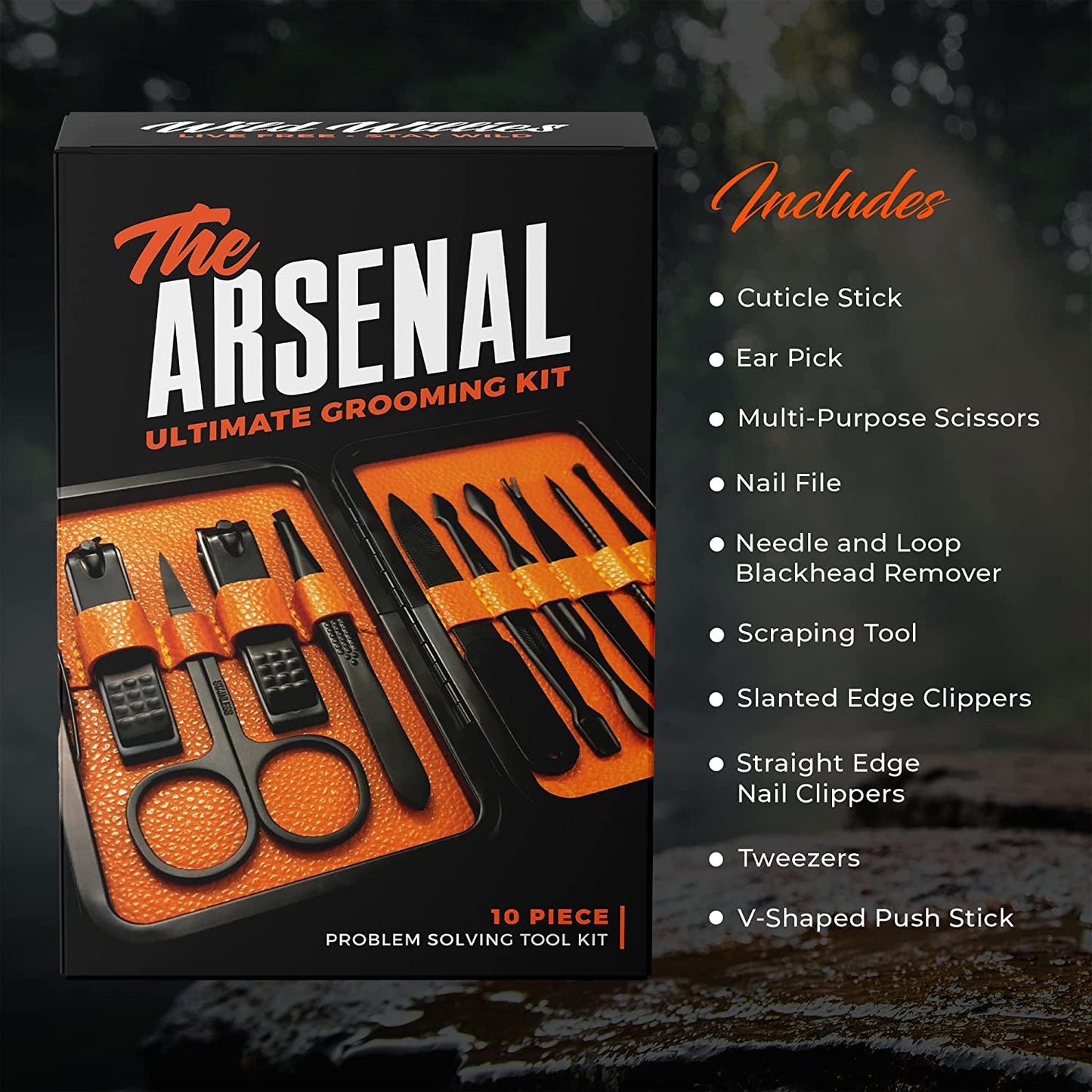 Ultimate Men'S Grooming Kit, 10-Piece Set - the Arsenal Gift Set by , Multi-Purpose Manicure, Pedicure & Facial Tools Include Nail Clippers, Scissors, Tweezers & Blackhead Remover