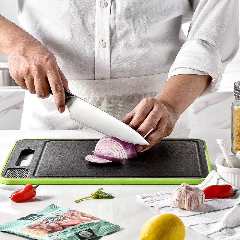 Double-Side Cutting Board with Defrosting Function Chopping Board Kitchen Grinding Cutting Board with Knife Sharpener