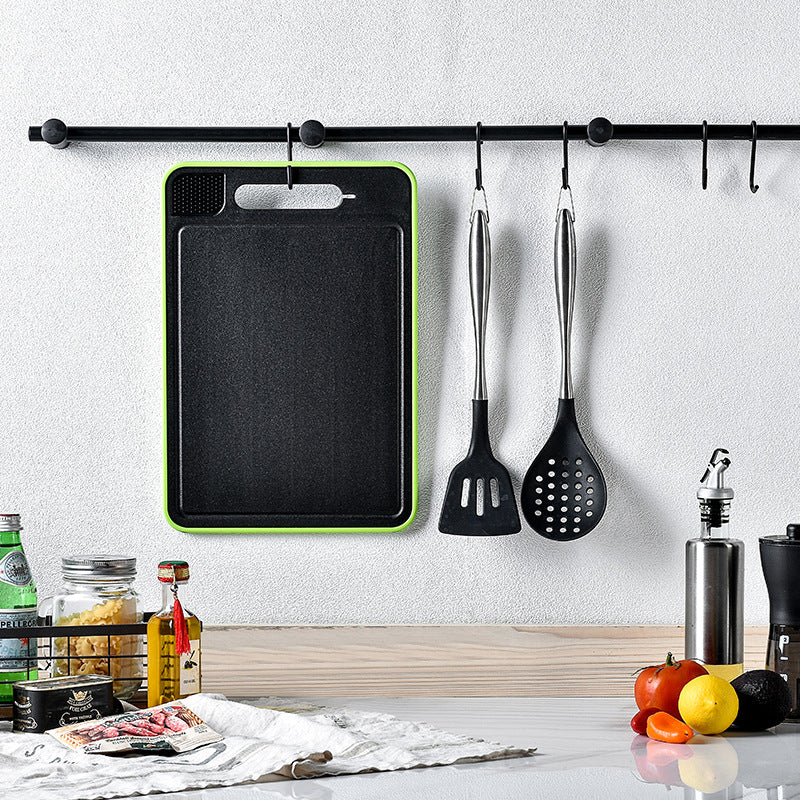 Double-Side Cutting Board with Defrosting Function Chopping Board Kitchen Grinding Cutting Board with Knife Sharpener