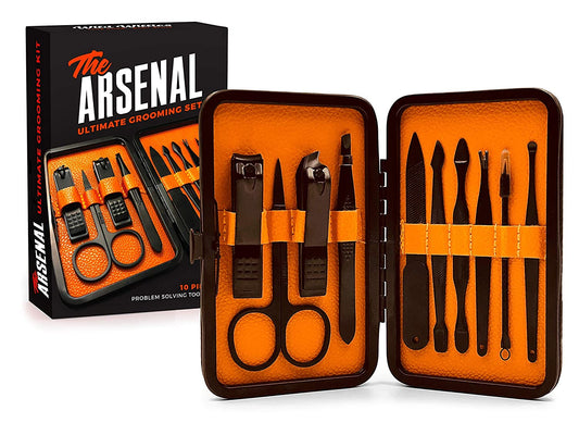 Ultimate Men'S Grooming Kit, 10-Piece Set - the Arsenal Gift Set by , Multi-Purpose Manicure, Pedicure & Facial Tools Include Nail Clippers, Scissors, Tweezers & Blackhead Remover